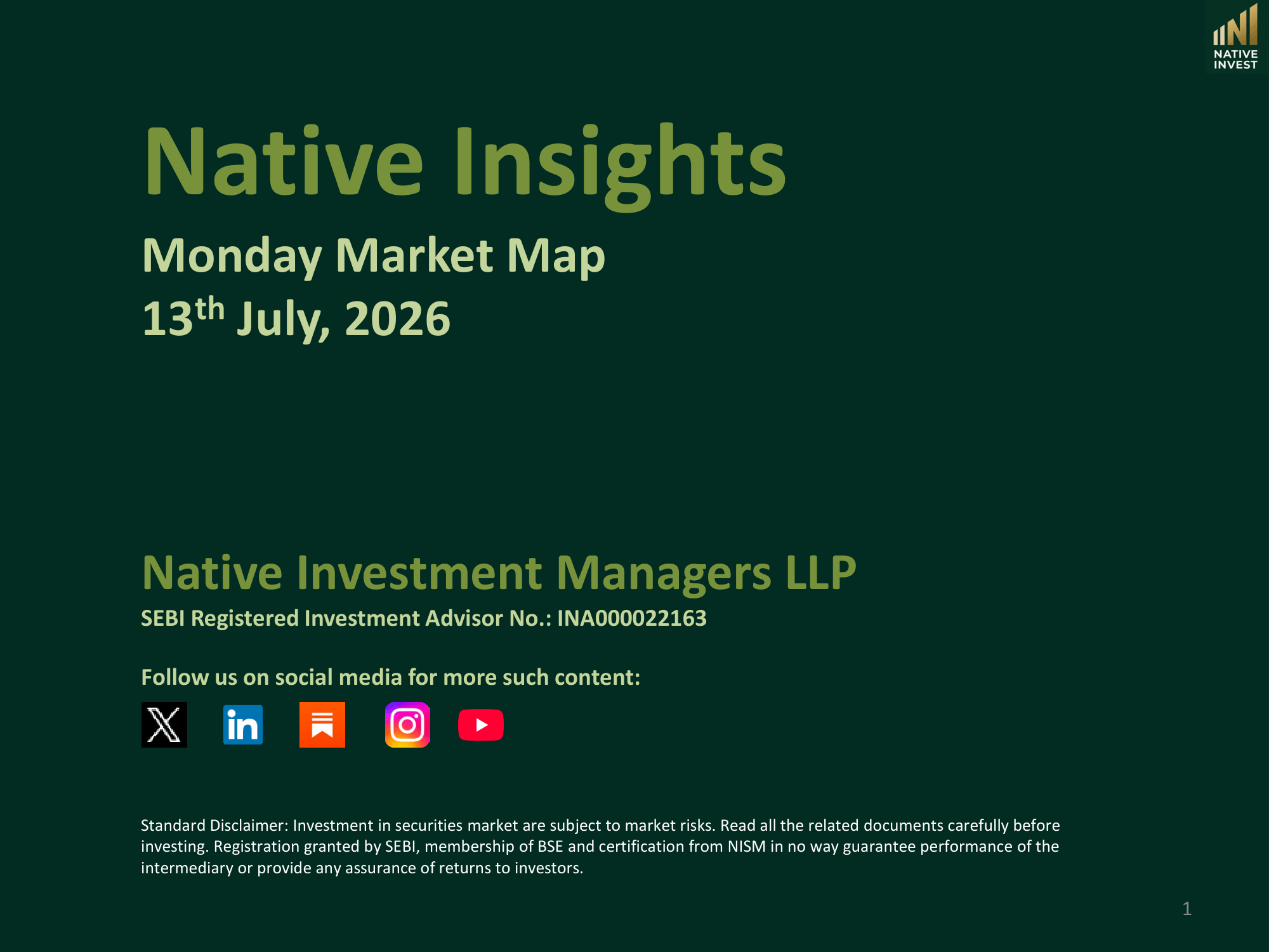 Native Insights Monday Market Map 13 July 2026